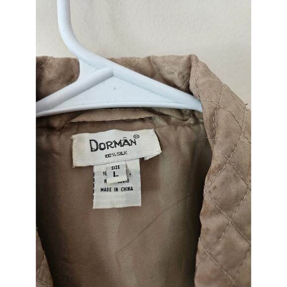 Dorman Womens Large Silk Quilted Jacket Lightweight Beige Tan - Picture 6 of 9